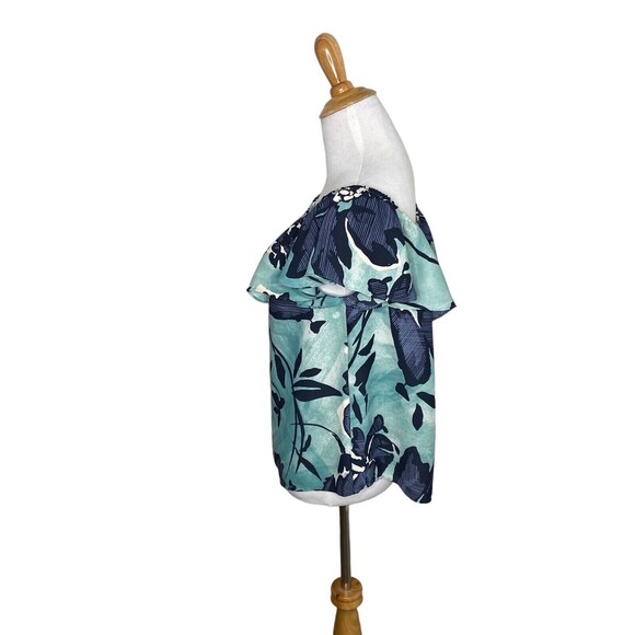 Anthropologie Maeve Islander Off the Shoulder Blue Green Blouse Small - Picture 2 of 7